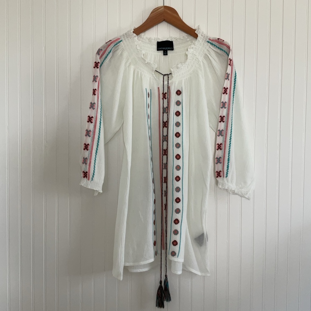 Cynthia Rowley Embroidered Peasant Swim Cover-Up